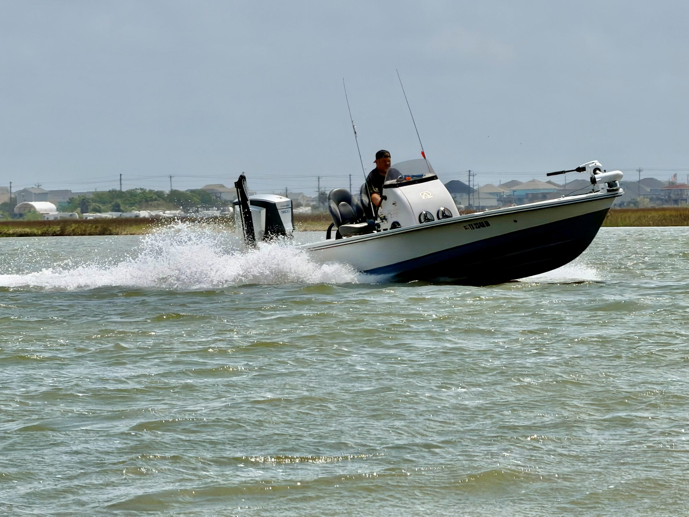 Outta Line I bay boat running on the water